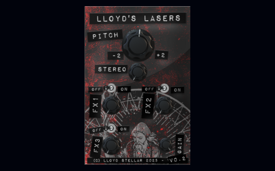 Lloyd's Lasers VST3 plugin interface with its laser effect controls