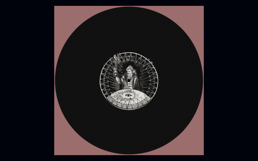 A vinyl video made with Spin Doctor: a record with the album cover as its label, spinning on a dark background