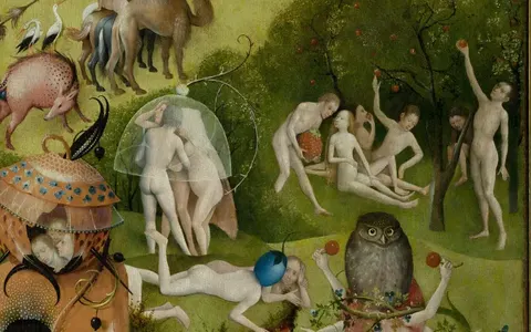 Picking the apples, detail of The Garden of Earthly Delights