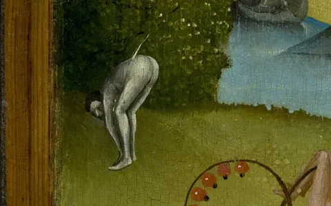 The man who shows his backside, detail of The Garden of Earthly Delights