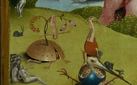 The man under the spotted shell, detail of The Garden of Earthly Delights