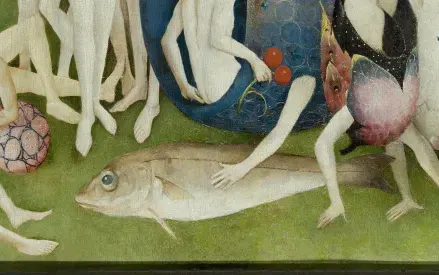 The fish on the grass, detail of The Garden of Earthly Delights