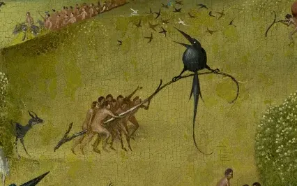 The bird on the branch, detail of The Garden of Earthly Delights