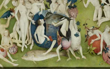 The man in the blue fruit, detail of The Garden of Earthly Delights