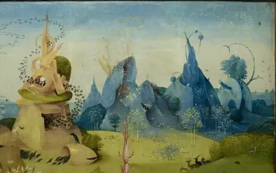 The blue mountains, detail of The Garden of Earthly Delights