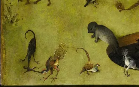 Monsters at the edge, detail of The Garden of Earthly Delights