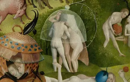 The couple under the glass dome, detail of The Garden of Earthly Delights