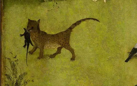 The cat with its prey, detail of The Garden of Earthly Delights