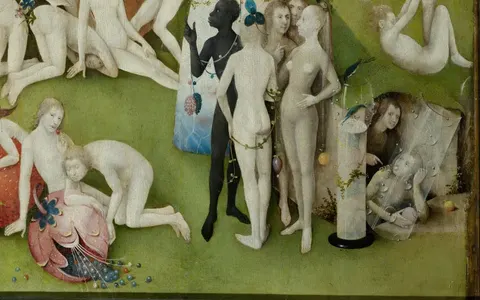 The man who points, detail of The Garden of Earthly Delights