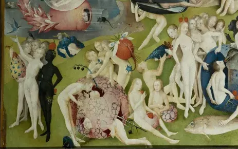 The dancers with the berries, detail of The Garden of Earthly Delights