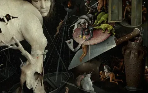 The knight eaten by beasts, detail of The Garden of Earthly Delights