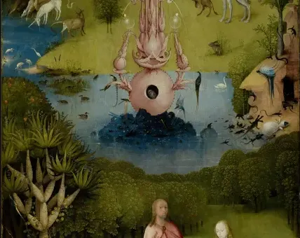 The pond of Paradise, detail of The Garden of Earthly Delights
