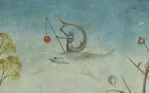 The knight on the flying fish, detail of The Garden of Earthly Delights