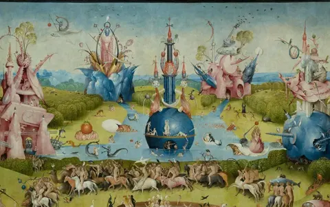 The broken fountain, detail of The Garden of Earthly Delights