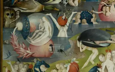 The couple in the glass bubble, detail of The Garden of Earthly Delights