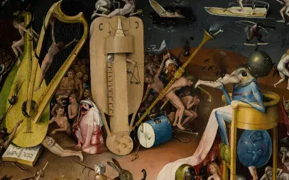 The harp and the lute, detail of The Garden of Earthly Delights