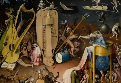 The hurdy-gurdy, detail of The Garden of Earthly Delights