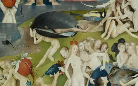 The couple in the mussel shell, detail of The Garden of Earthly Delights