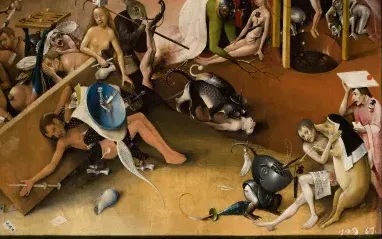 The pig in a nun's veil, detail of The Garden of Earthly Delights
