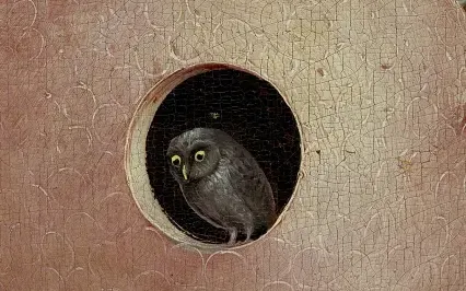 The owl in the fountain, detail of The Garden of Earthly Delights