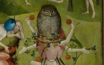 The owl on the dancers, detail of The Garden of Earthly Delights
