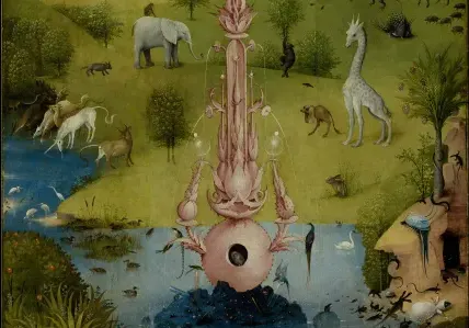 The serpent on the palm, detail of The Garden of Earthly Delights