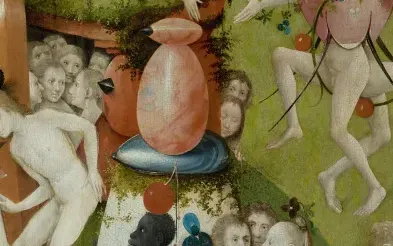 The pink egg on the blue shell, detail of The Garden of Earthly Delights