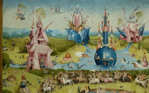 The pink tower, detail of The Garden of Earthly Delights