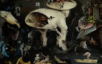 The horse skull and the key, detail of The Garden of Earthly Delights