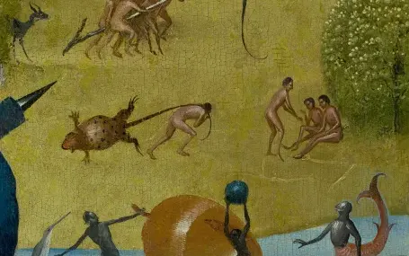 The man who drags a toad, detail of The Garden of Earthly Delights
