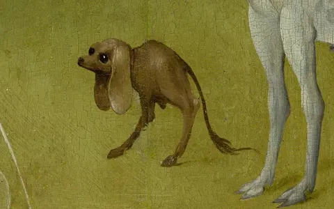 The dog with two legs, detail of The Garden of Earthly Delights