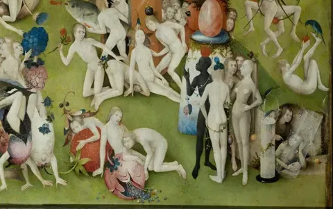 The hairy wild folk, detail of The Garden of Earthly Delights
